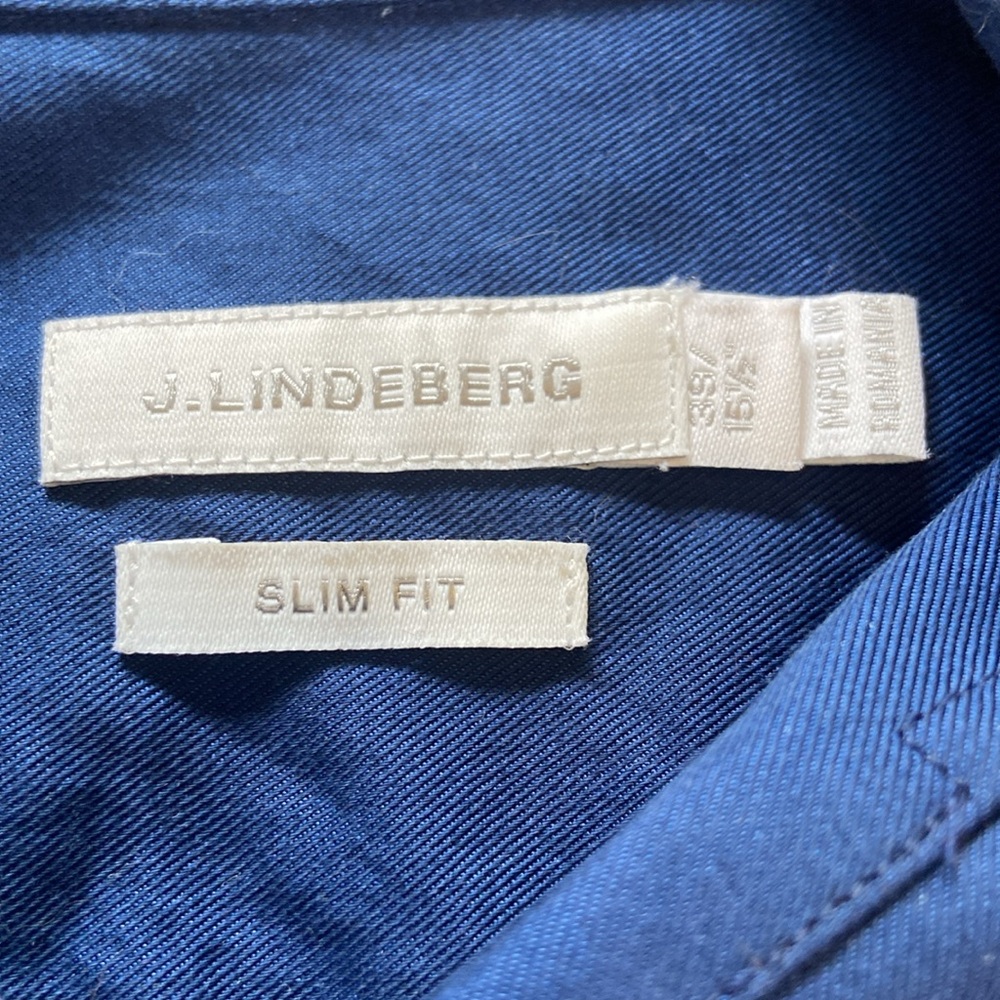 J Lindeberg Slim Fit Men’s Button Down Dress Shirt Blue Cotton 39/15.5 - Picture 2 of 7